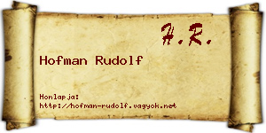 Hofman Rudolf névjegykártya